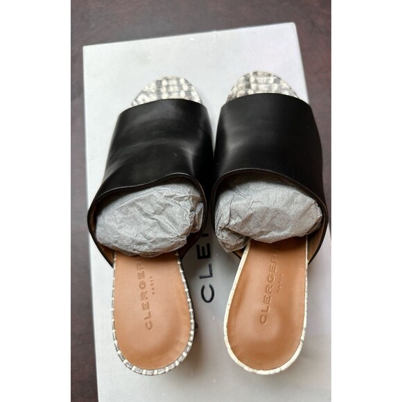 Clergerie Paris Women’s Slip On Heel Snake Size 7 New Black Leather Mirror Heel - Picture 5 of 10